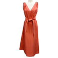 Load image into Gallery viewer, Brunello Cucinelli Terracotta Monili Bead Embellished Belted Sleeveless Cotton Midi Dress
