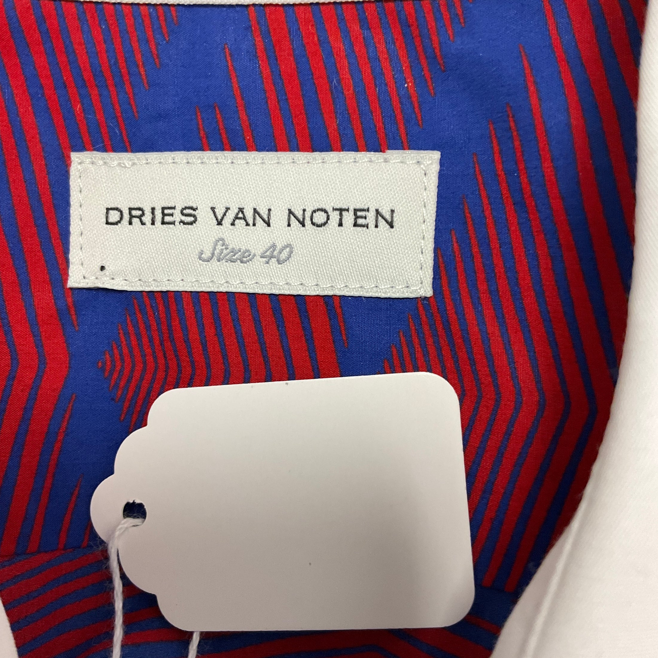 Dries Van Noten Blue / Red Graphic Print Cotton Shirt
