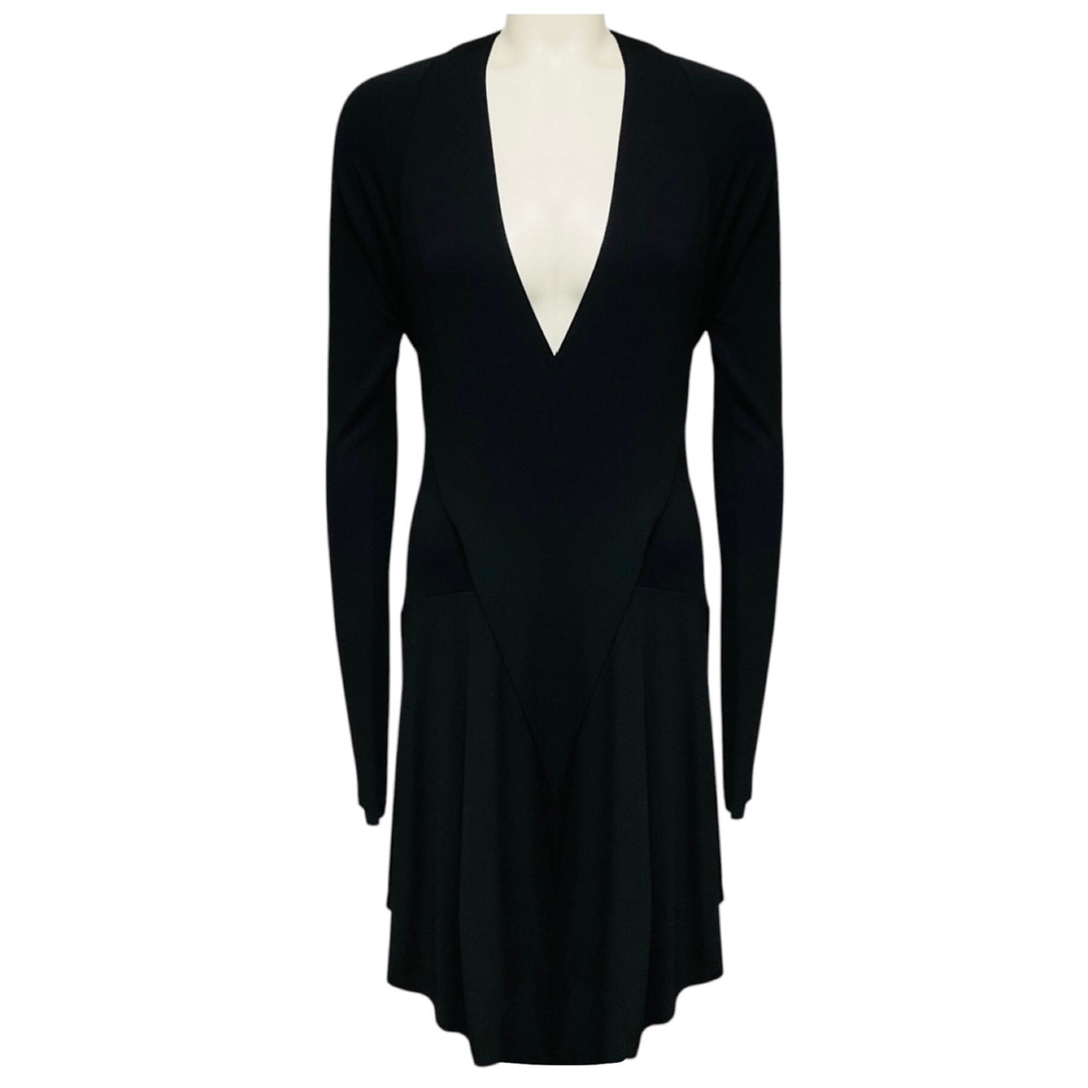 Alexandre Vauthier Black Long Sleeved V-Neck Viscose Stretch Wrap Dress