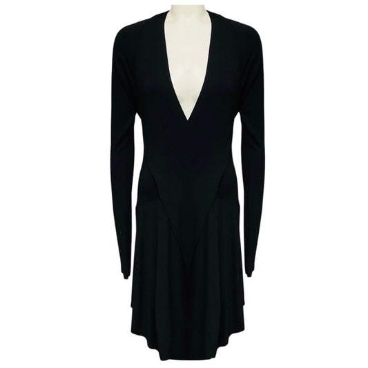 Alexandre Vauthier Black Long Sleeved V-Neck Viscose Stretch Wrap Dress