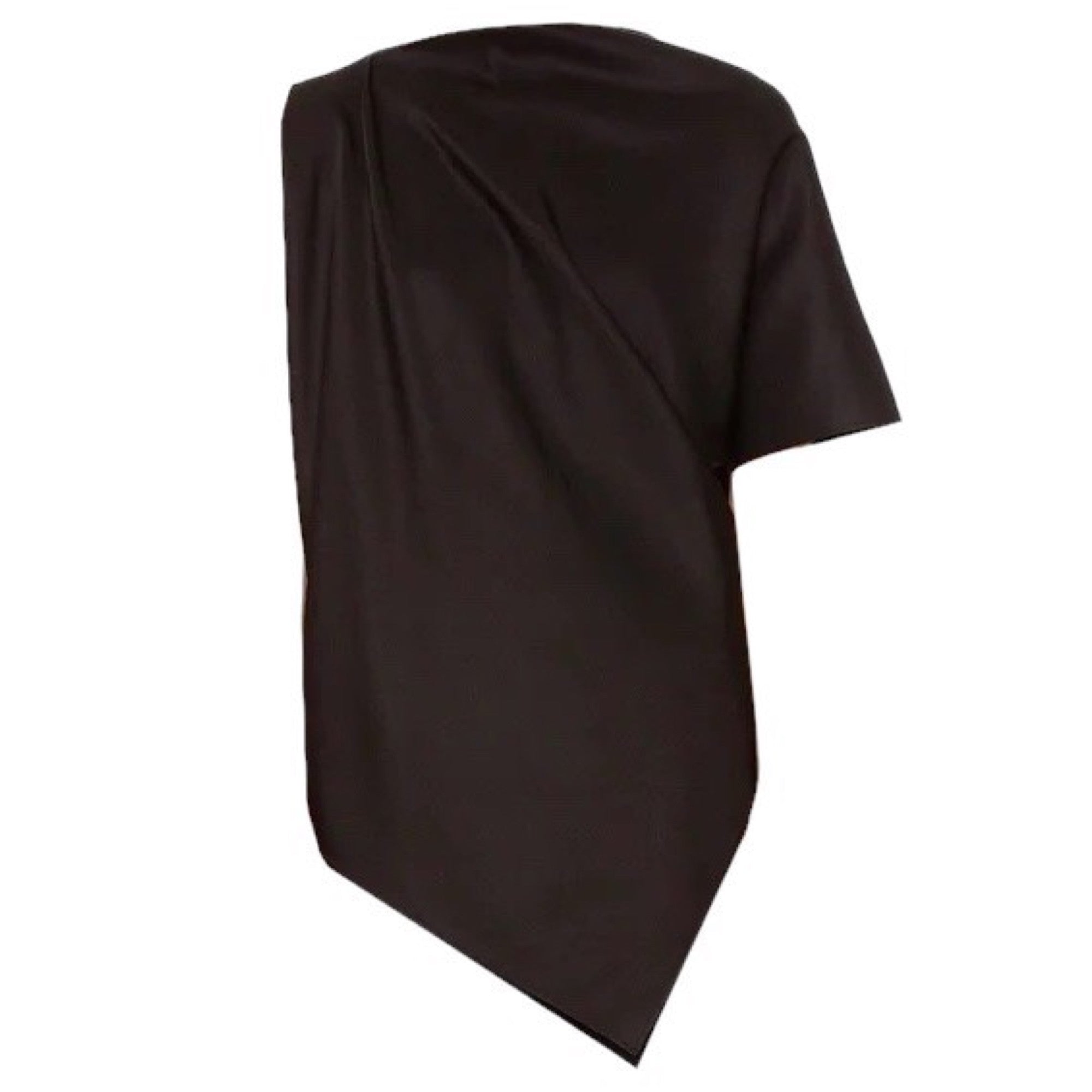 The Row Black Kasper Asymmetric Silk and Wool Top