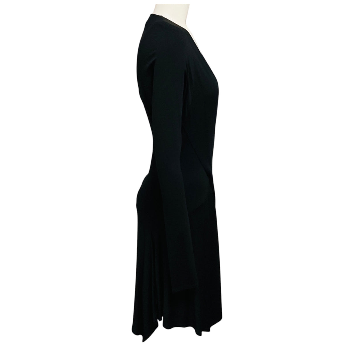 Alexandre Vauthier Black Long Sleeved V-Neck Viscose Stretch Wrap Dress