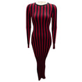 Load image into Gallery viewer, Altuzarra Black / Red Striped Stretch Knit Bandage Midi Dress
