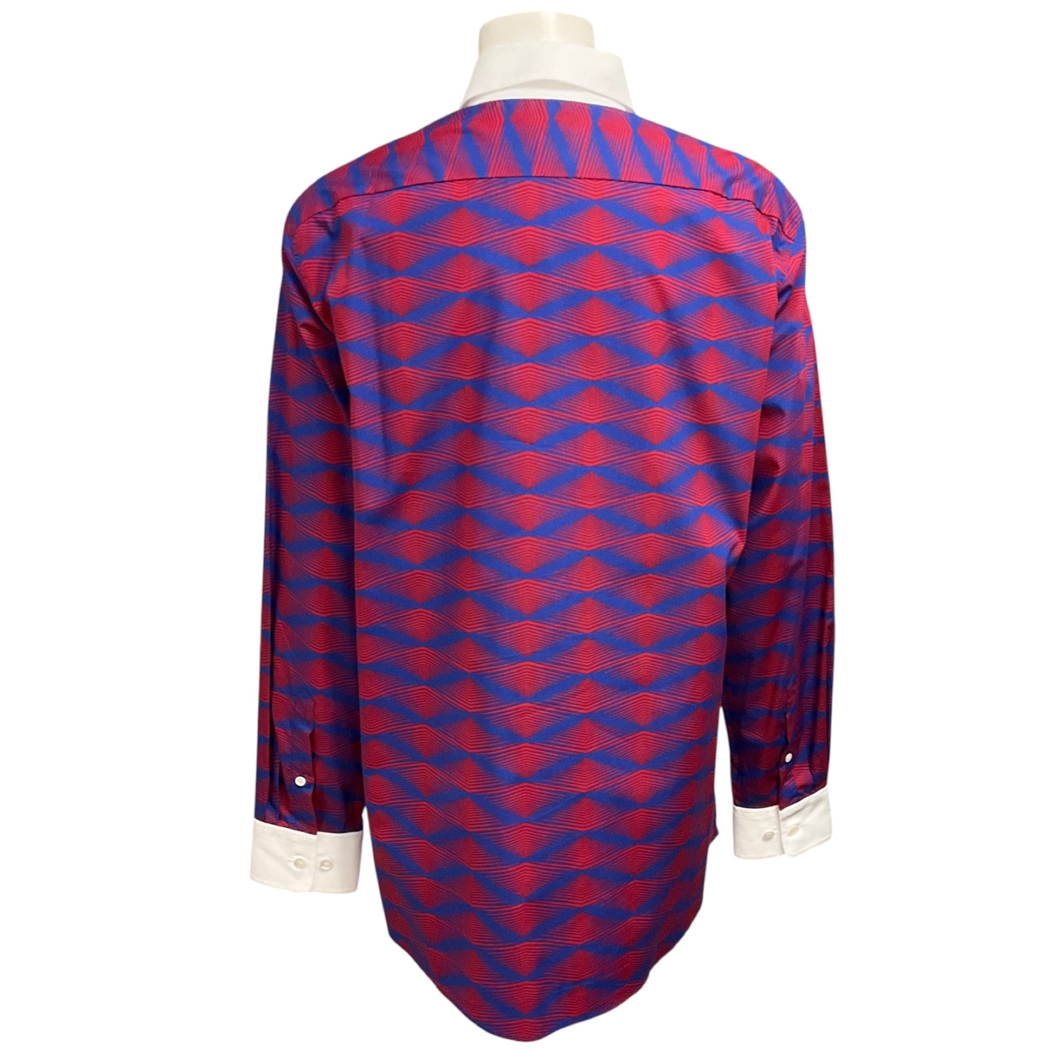 Dries Van Noten Blue / Red Graphic Print Cotton Shirt