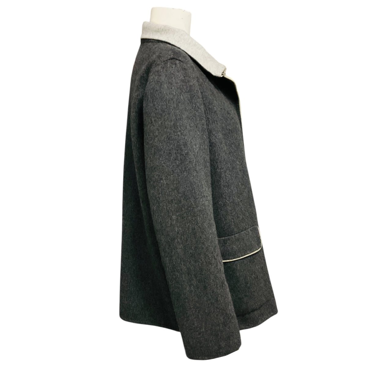 Agnona Charcoal Grey / Heather Grey Zip Front Cashmere Jacket
