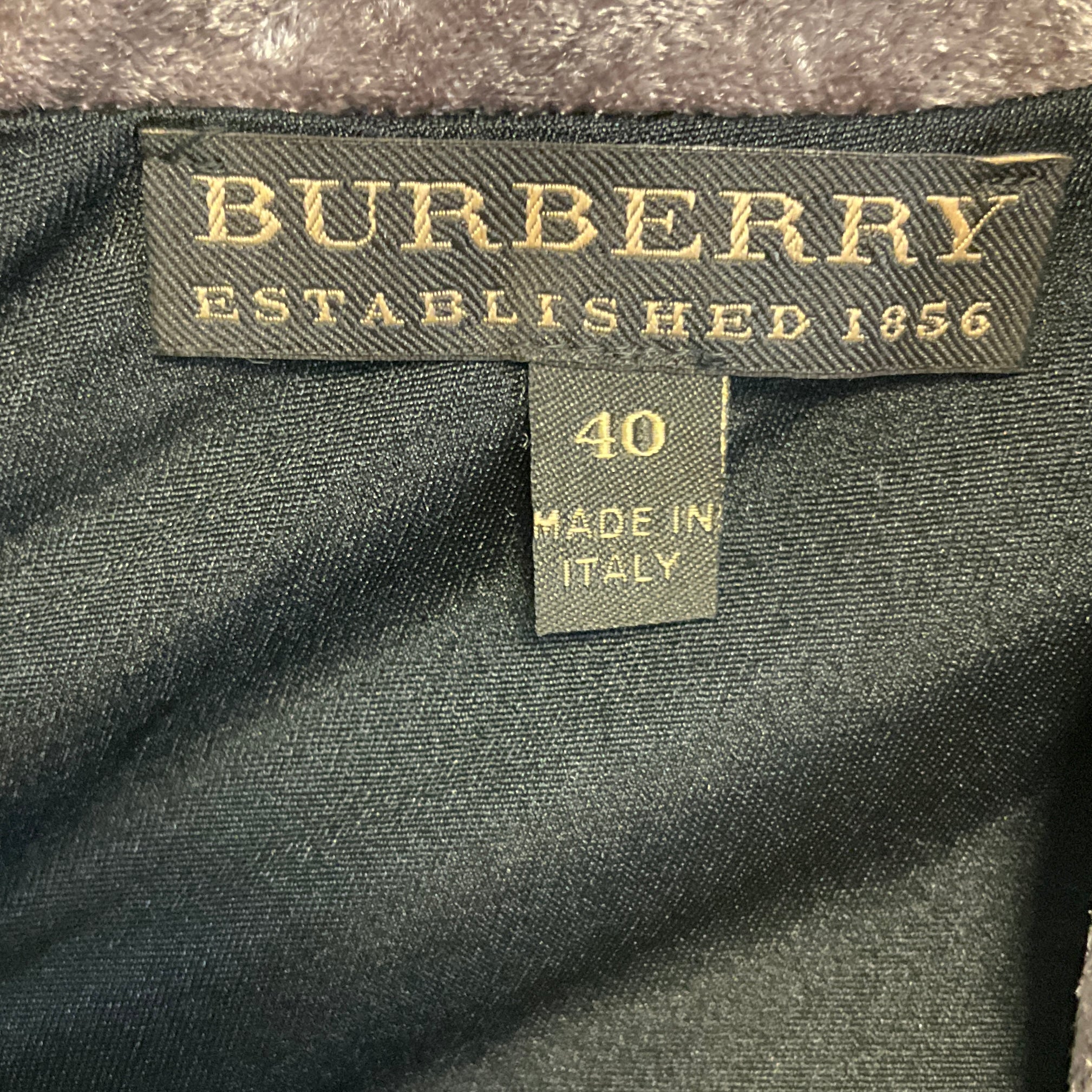 Burberry Taupe Long Sleeved Ribbed Velvet Midi Dress
