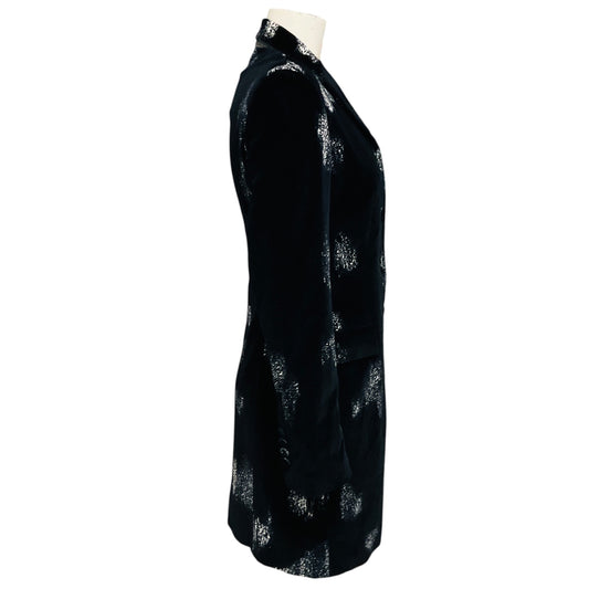 Piazza Sempione Black / White Patterned Button Front Velvet Coat
