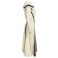 Load image into Gallery viewer, Alexander McQueen Ivory / Black Off-the-Shoulder Fitted Flared Stretch Knit Midi Dress
