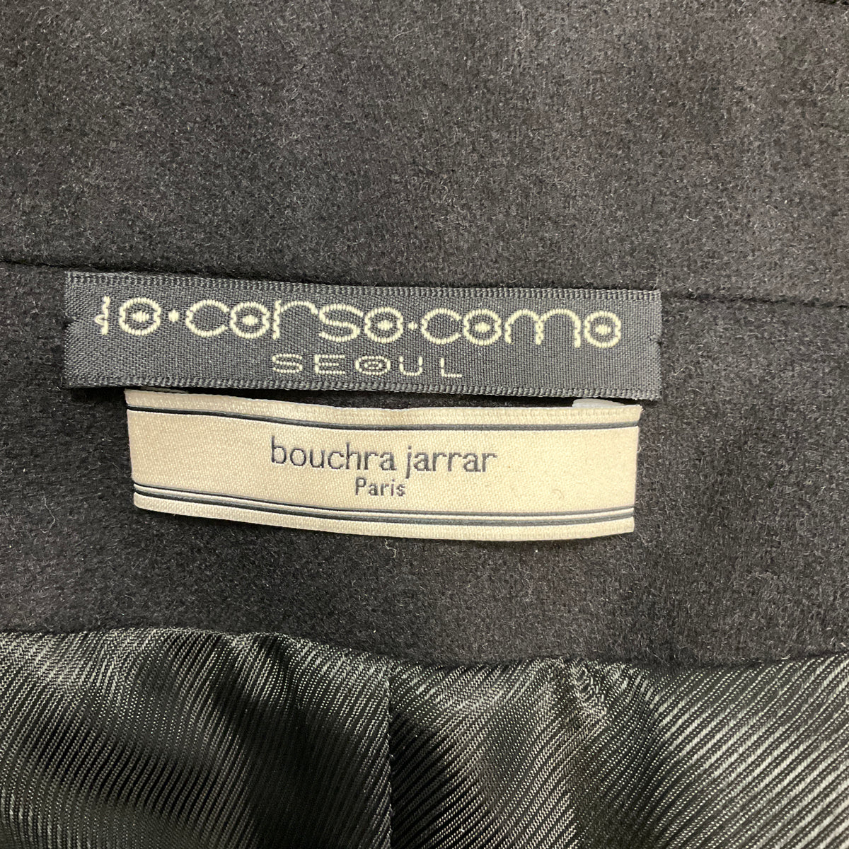 Bouchra Jarrar Black Button Front Mid Length Wool Coat