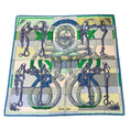 Load image into Gallery viewer, Hermes Blue / Green Multi Della Cavalleria Print Square Silk Twill Scarf
