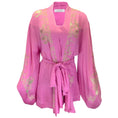 Load image into Gallery viewer, Carine Gilson Pink Lace Trimmed Belted Silk Robe and Camisole Two-Piece Set
