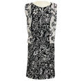 Load image into Gallery viewer, Oscar de la Renta Black / White Floral Patterned Textured Cowl Neck Midi Dress
