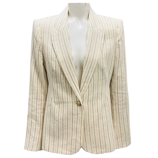 L'Agence Bone / Ivory Stripe Linen Clementine Blazer