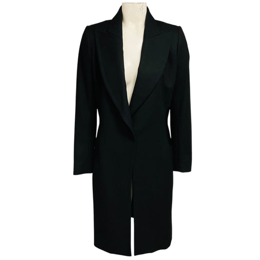 Bouchra Jarrar Black Button Front Mid Length Wool Coat