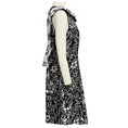 Load image into Gallery viewer, Oscar de la Renta Black / White Floral Patterned Textured Cowl Neck Midi Dress
