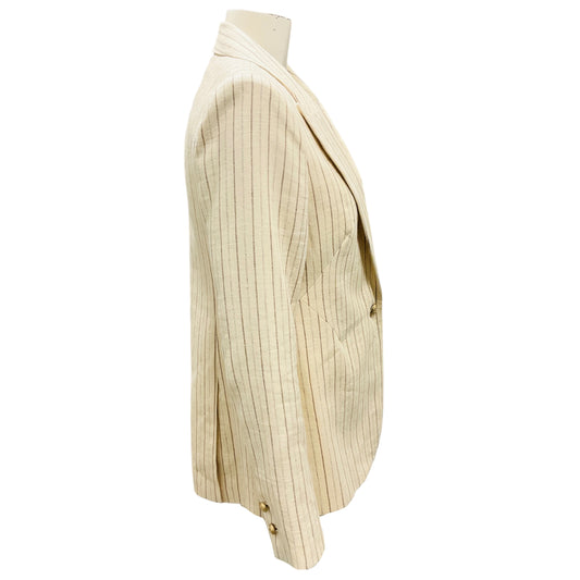 L'Agence Bone / Ivory Stripe Linen Clementine Blazer