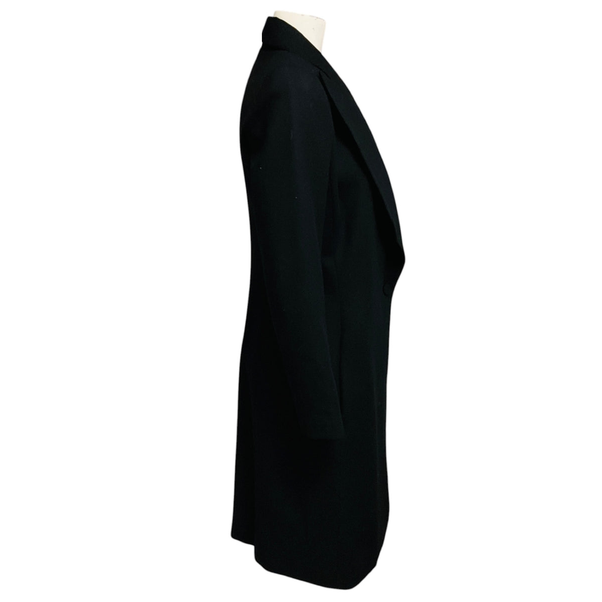 Bouchra Jarrar Black Button Front Mid Length Wool Coat