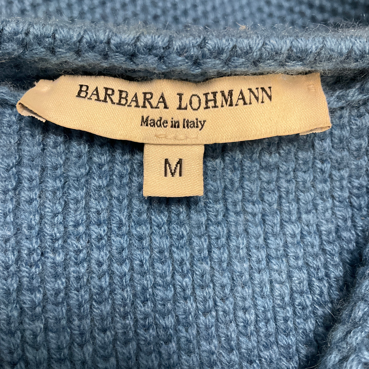 Barbara Lohmann Blue Hooded Button Front Cashmere Knit Long Cardigan Sweater with Fox Fur Trim