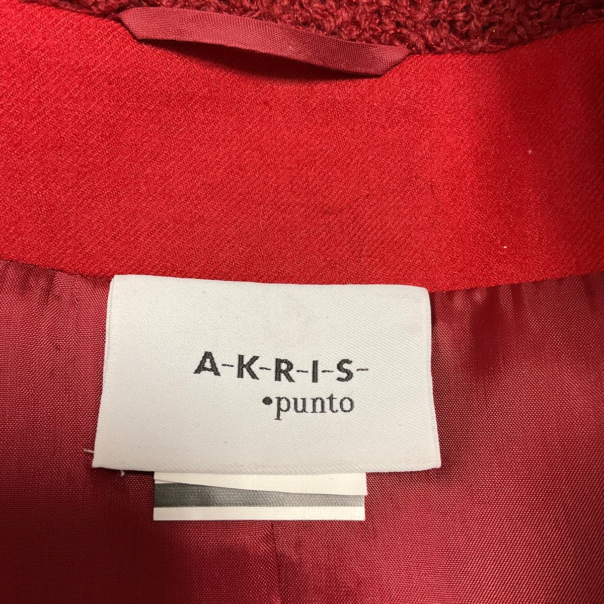 Akris Punto Red Zip Front Embroidered Crochet Wool Knit Jacket