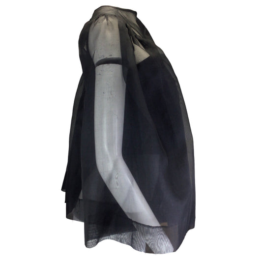 Giorgio Armani Black Pure Silk Organza Sheer Blouse and Camisole Two-Piece Set