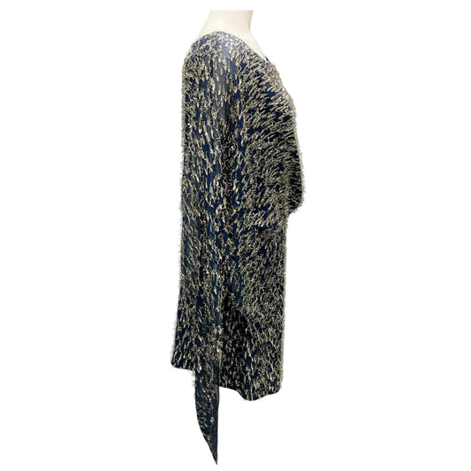 Haney Navy Lucia One Shoulder Asymmetric Fil Coupe Chiffon Mini Dress