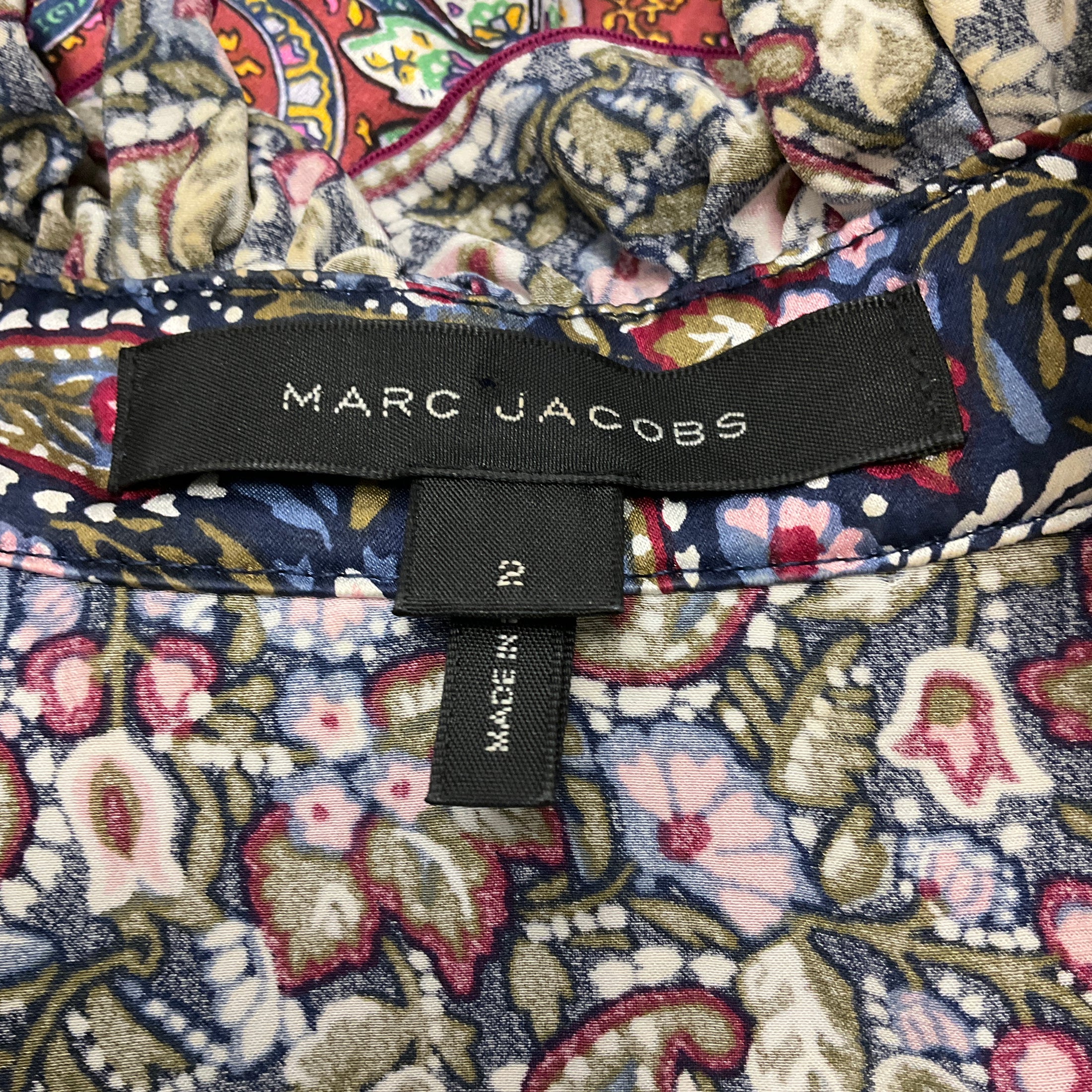 Marc Jacobs Olive Multi Printed Silk Dress