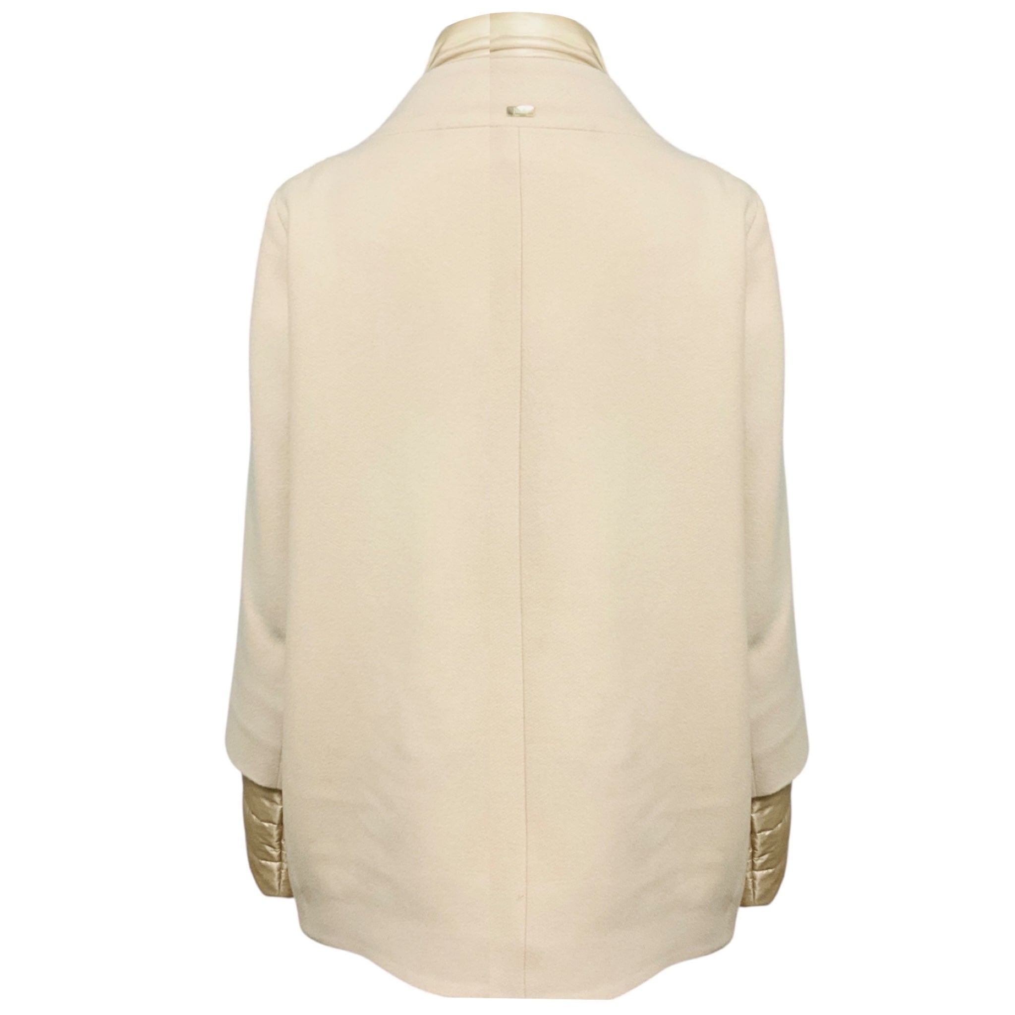Herno Light Blush Pink / Champagne / Gold Metallic Trimmed Zip Front Wool Coat
