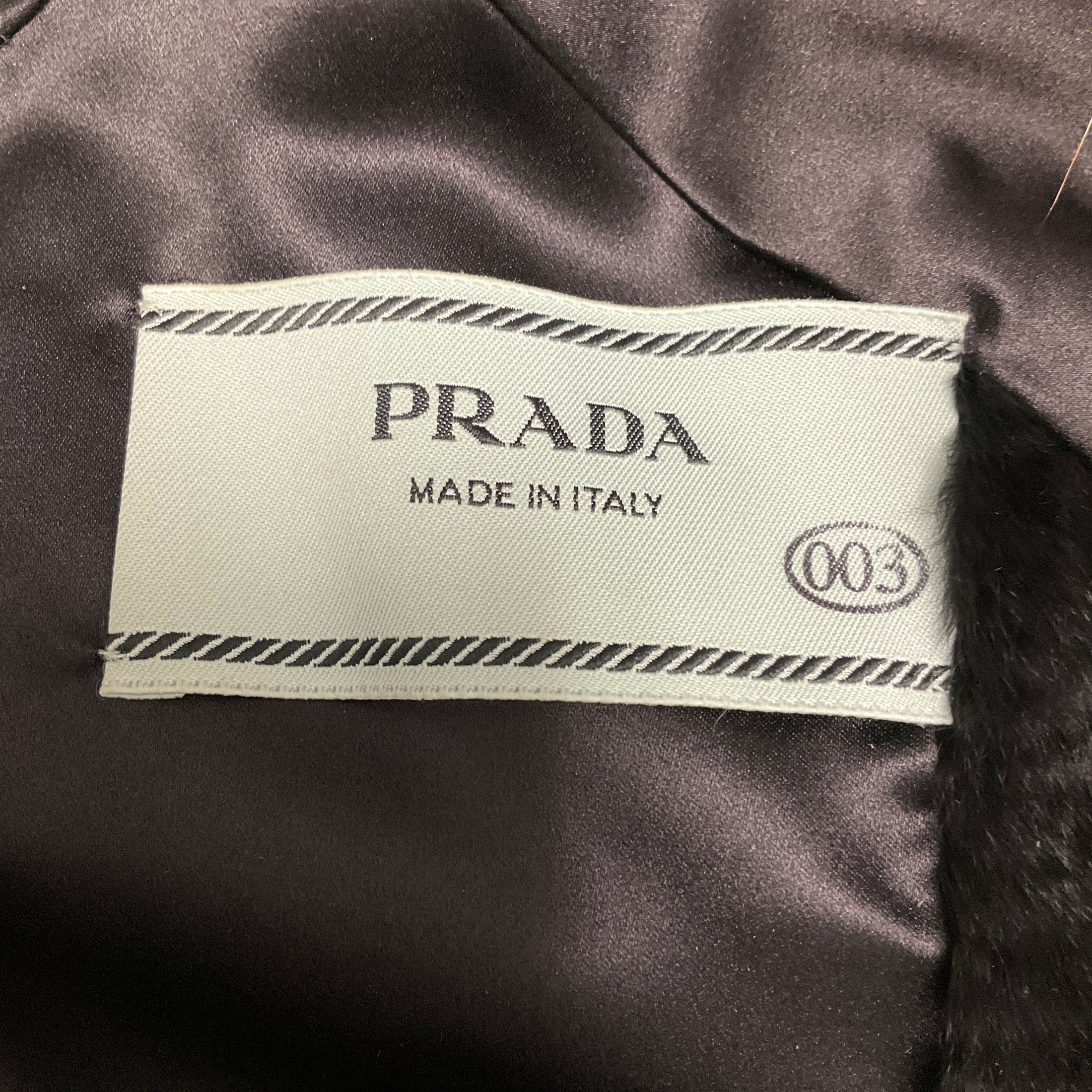 Prada Black Limited Edition Bead Embellished Cropped Wool and Silk Jacket with Mink Fur and Fox Fur