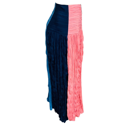 Partow Navy / Pink / Blue Sunset Milo Crinkle Colorblock Skirt