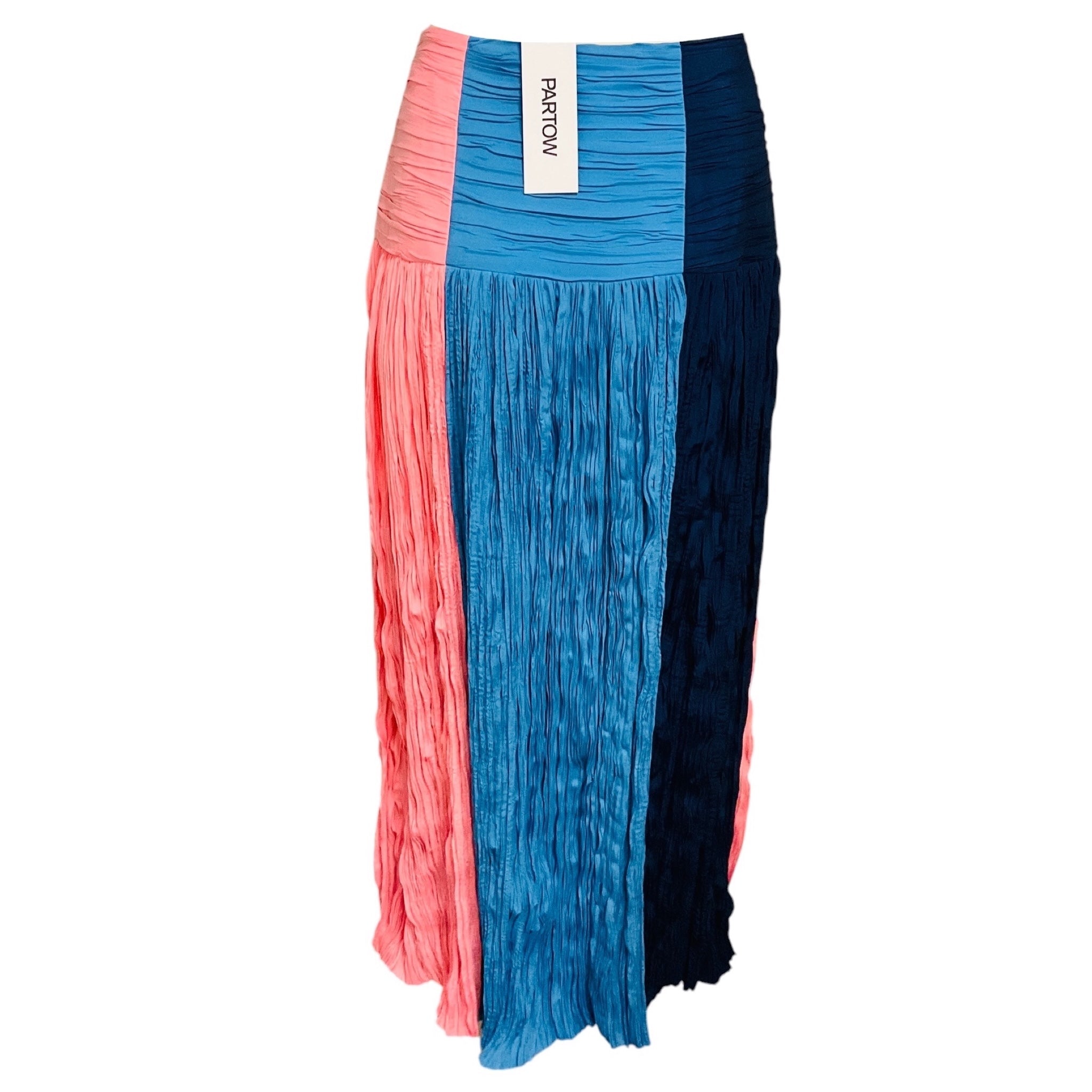 Partow Navy / Pink / Blue Sunset Milo Crinkle Colorblock Skirt