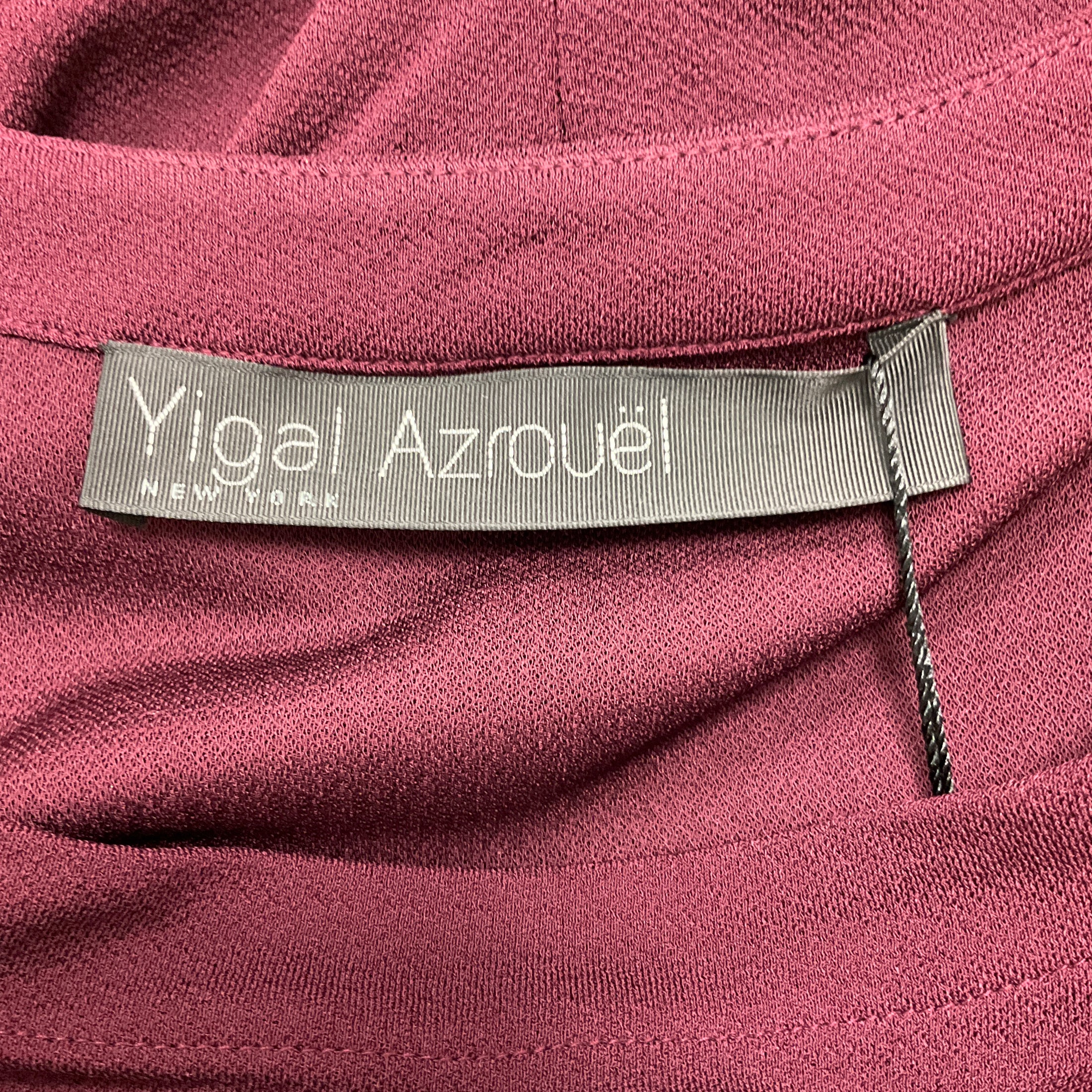 Yigal Azrouel Burgundy / Black Leather Trimmed Crepe Maxi Dress