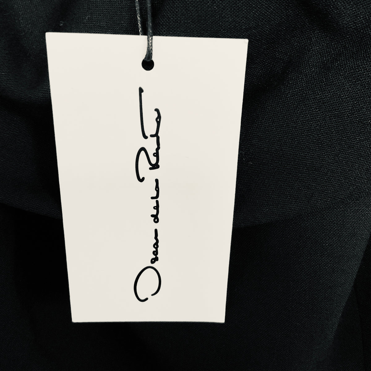 Oscar de la Renta Black Structured Wool Crepe Cocktail Dress with Velvet Ties