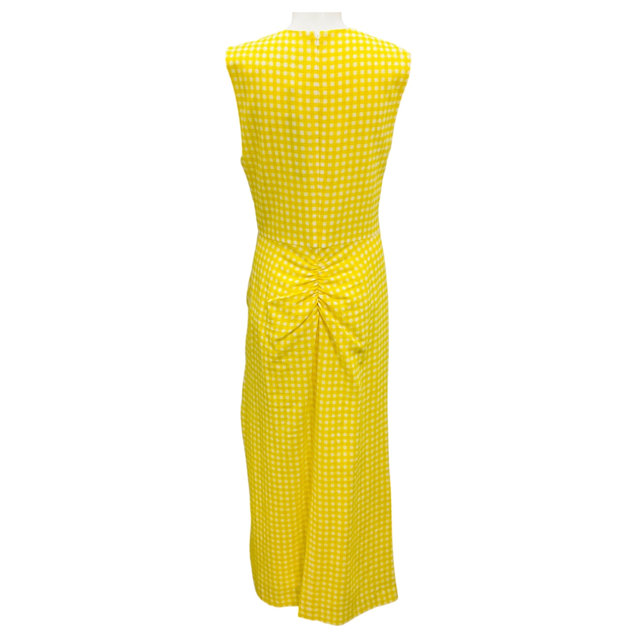 Lela Rose Lemon Ruched Seamed Midi Dress