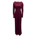 Load image into Gallery viewer, Yigal Azrouel Burgundy / Black Leather Trimmed Crepe Maxi Dress

