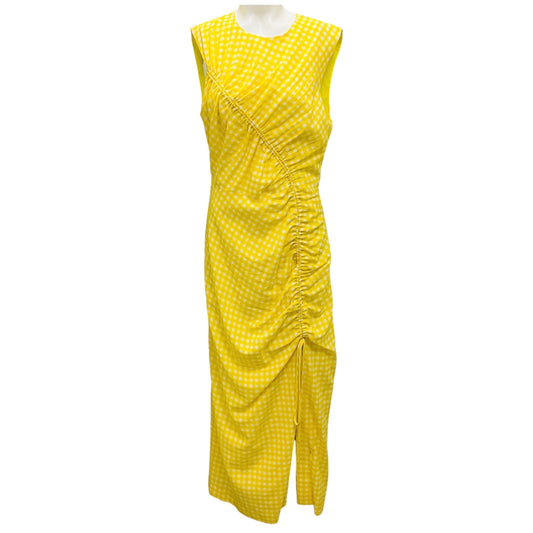 Lela Rose Lemon Ruched Seamed Midi Dress