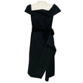 Load image into Gallery viewer, Oscar de la Renta Black Structured Wool Crepe Cocktail Dress with Velvet Ties
