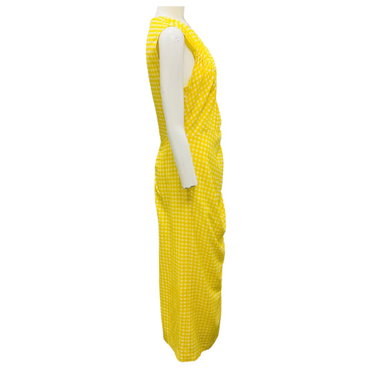 Lela Rose Lemon Ruched Seamed Midi Dress