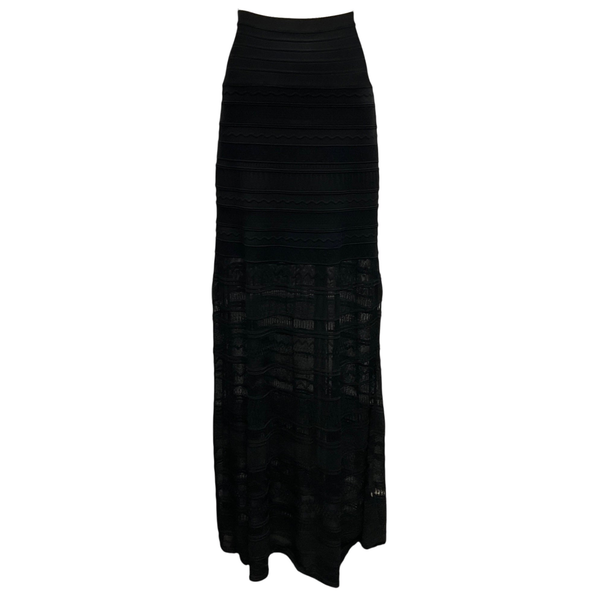Herve Leger Black Abellona Stretch Knit Maxi Skirt