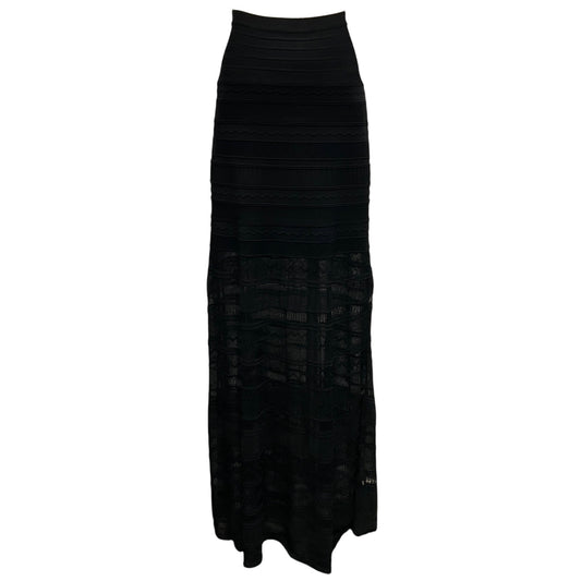 Herve Leger Black Abellona Stretch Knit Maxi Skirt