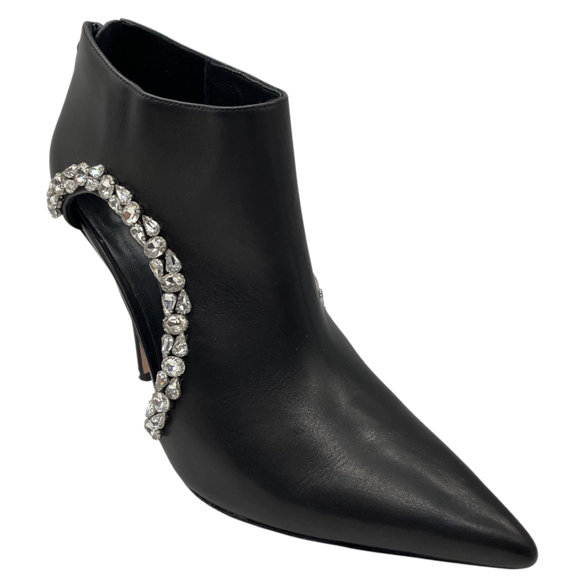 Aminah Abdul Jillil Black Crystal Embellished Leather Soleil Bootie