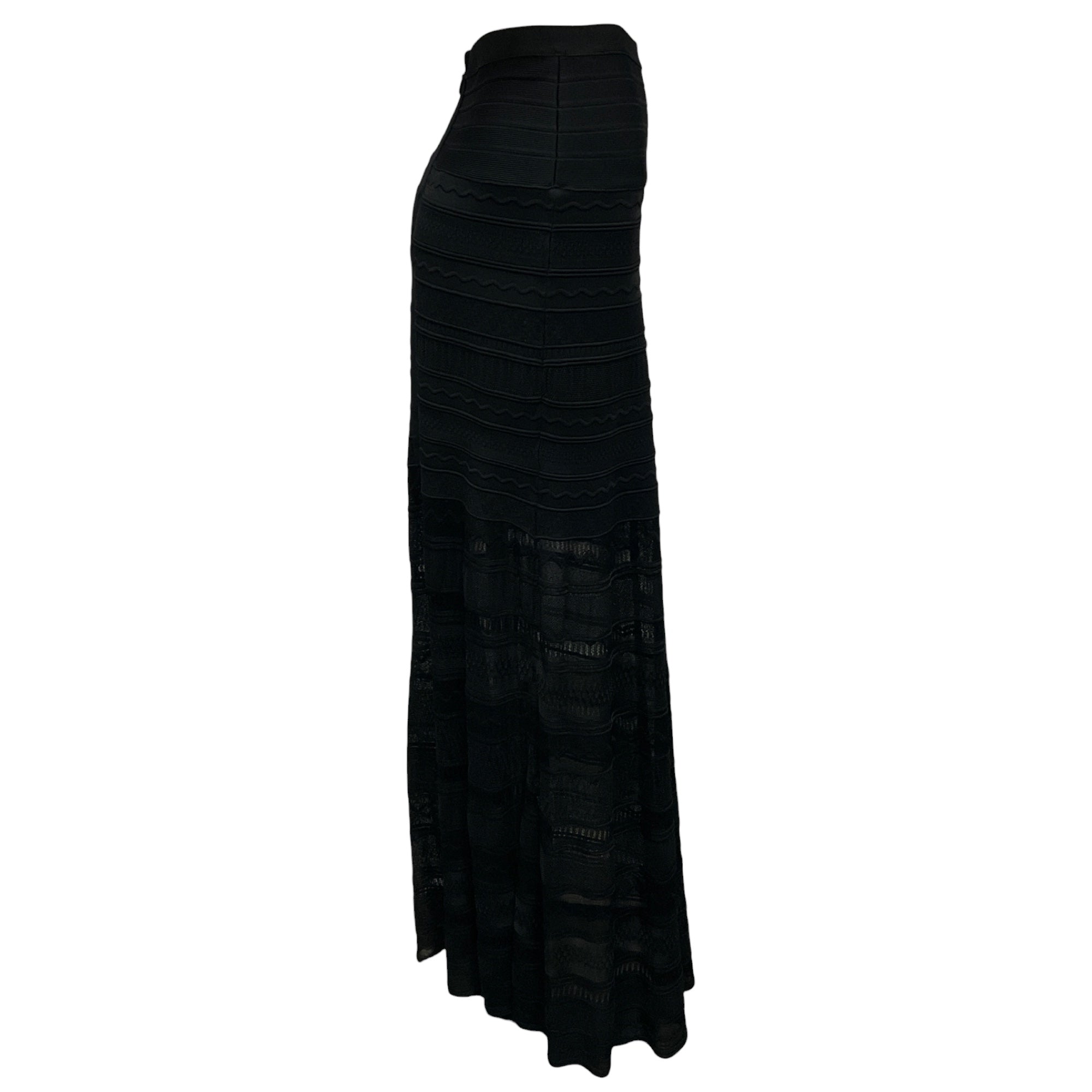 Herve Leger Black Abellona Stretch Knit Maxi Skirt