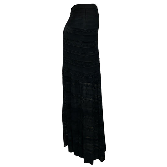Herve Leger Black Abellona Stretch Knit Maxi Skirt