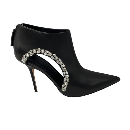Aminah Abdul Jillil Black Crystal Embellished Leather Soleil Bootie
