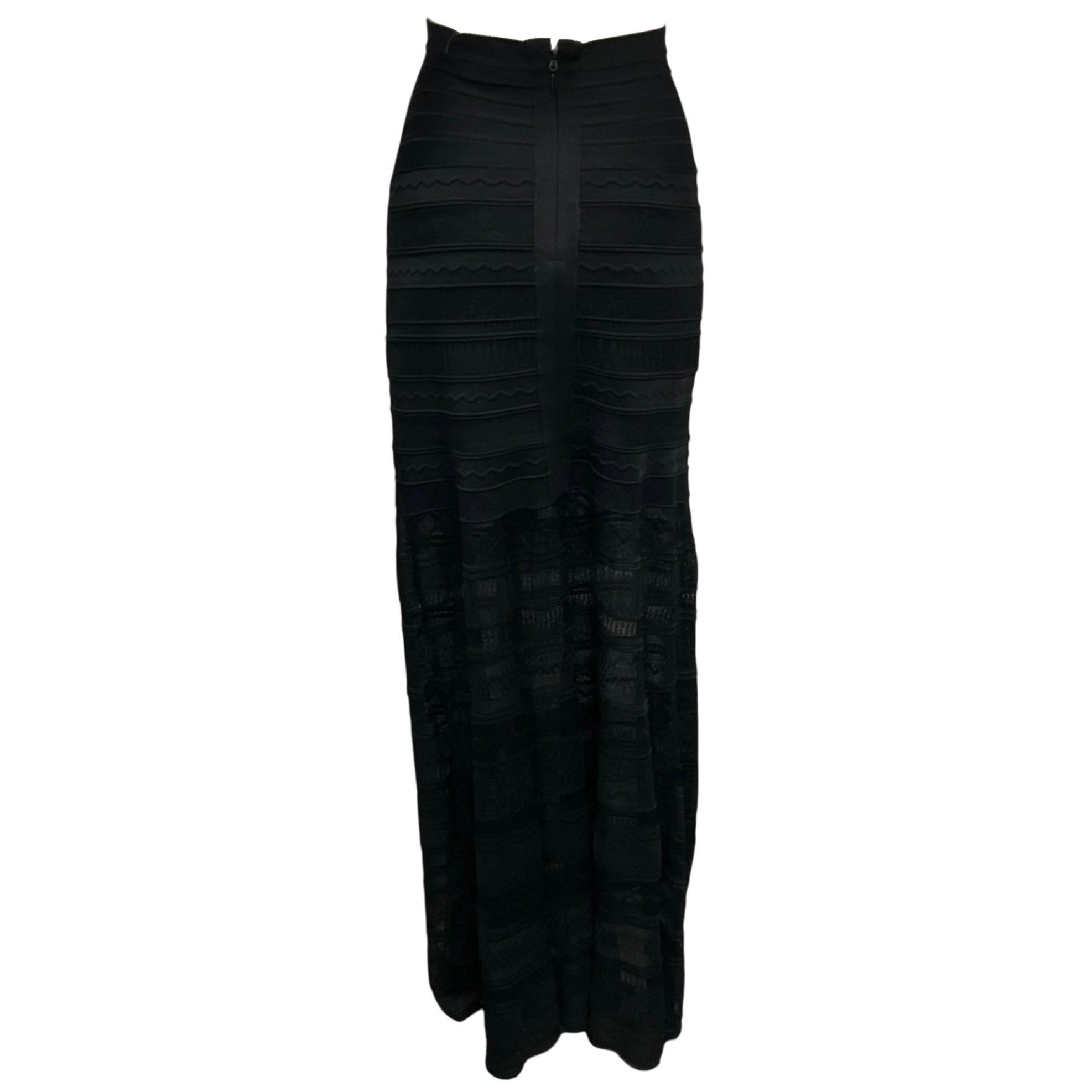 Herve Leger Black Abellona Stretch Knit Maxi Skirt