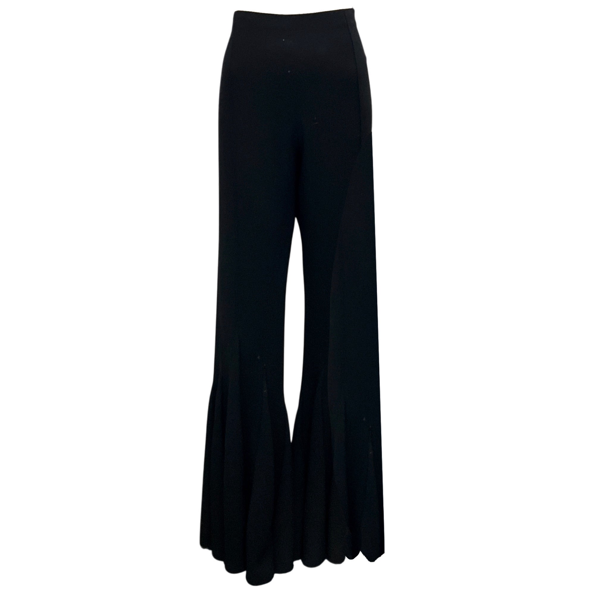 Valentino Vintage Black Flared Wool Pants