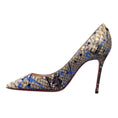 Load image into Gallery viewer, Christian Louboutin Ivory / Blue / Navy Paint Splatter Python Skin Leather High Heeled Pointed Toe Pumps
