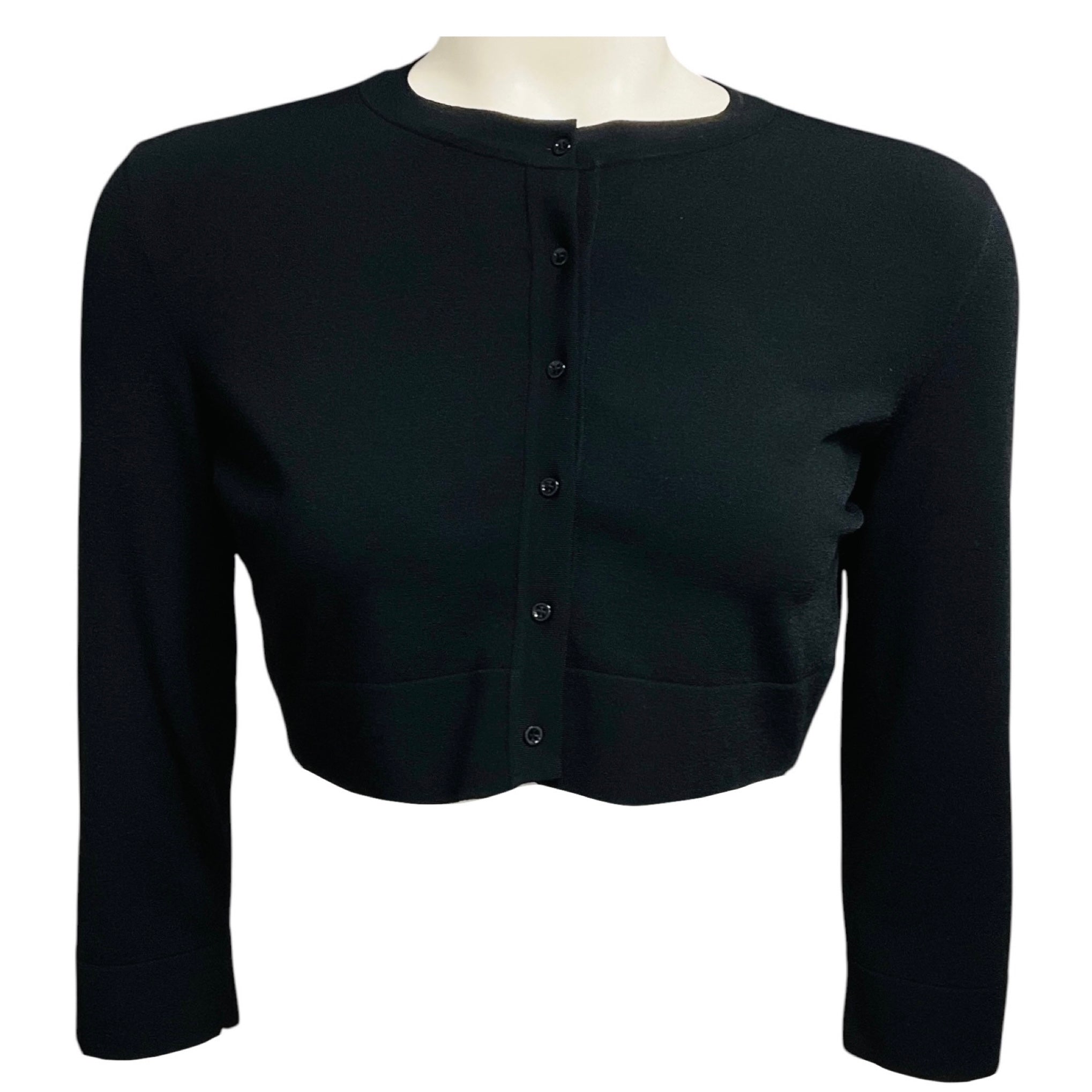 Alaia Black Cropped Knit Cardigan Sweater