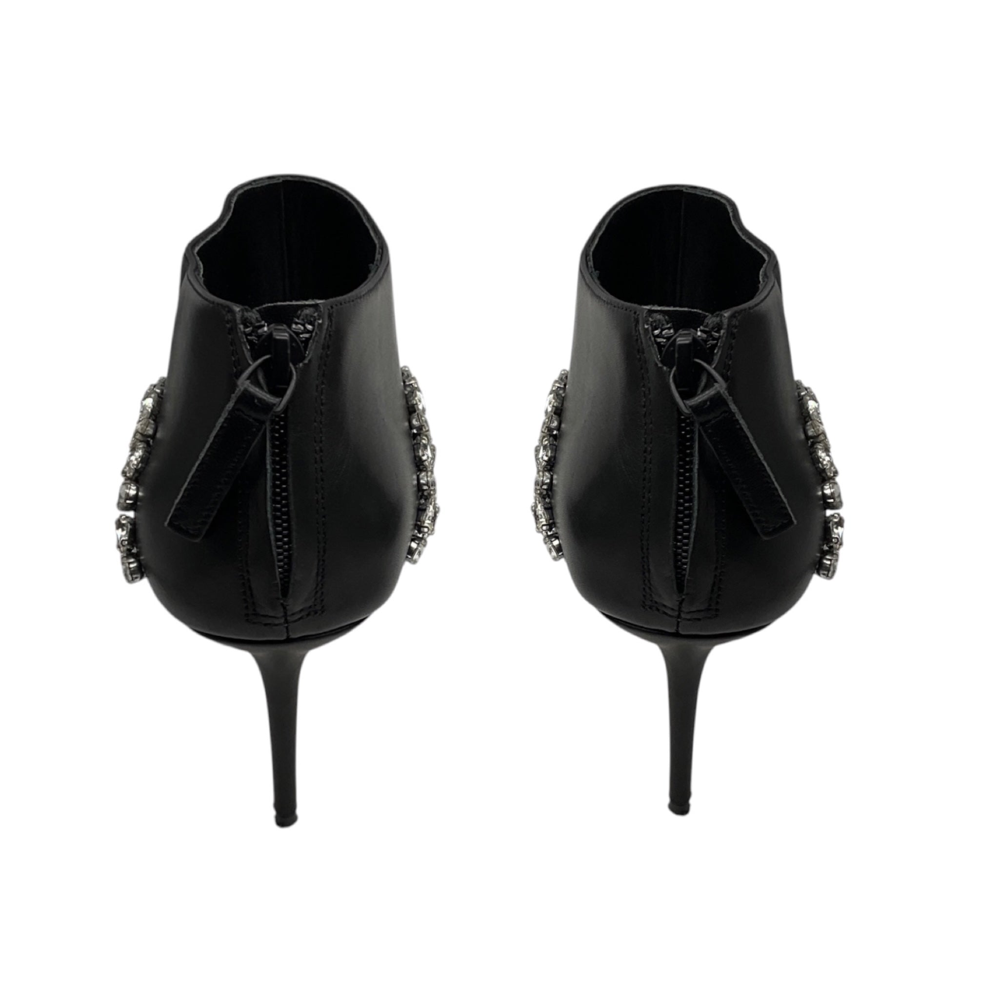 Aminah Abdul Jillil Black Crystal Embellished Leather Soleil Bootie