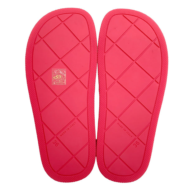 Bottega Veneta Pink Embossed Rubber Slide Sandals