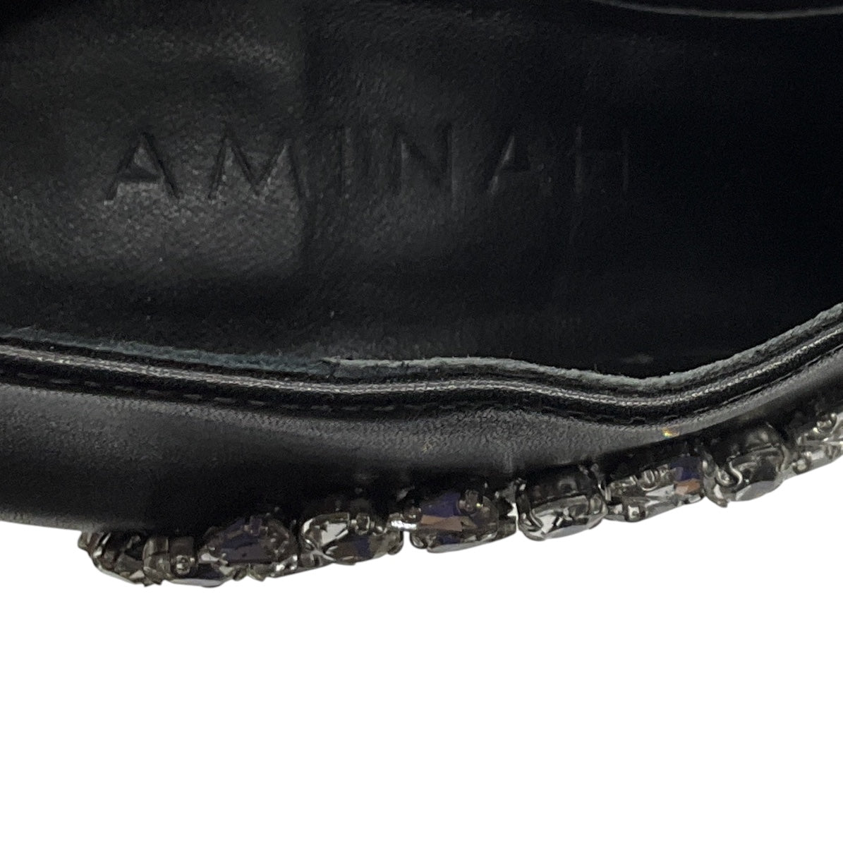 Aminah Abdul Jillil Black Crystal Embellished Leather Soleil Bootie